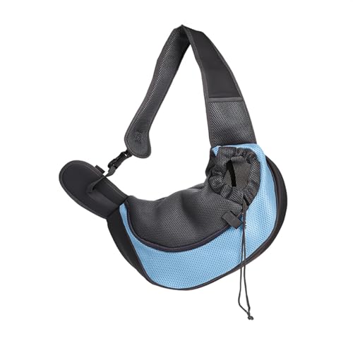 Hundetasche,Tragetasche Hund Mesh Haustier Hundeträger Outdoor Reise Handtasche Beutel Atmungsaktive Oxford Single Umhängetasche Sling Comfort Travel Umhängetasche(Sky blue,S) von QiaoJun