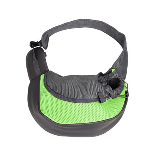 Hundetasche,Tragetasche Hund PET-Welpen-Träger im Freien Reise Handtasche Tasche Mesh Oxford Single Umhängetasche Sling Mesh Comfort Travel Tote Umhängetasche(Green,S) von QiaoJun