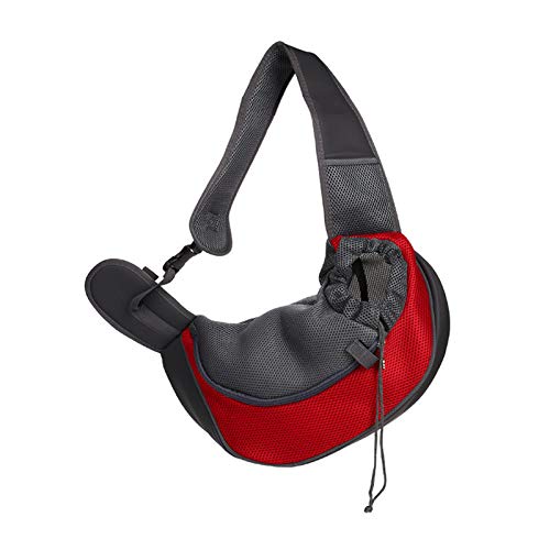 Hundetasche,Tragetasche Hund Pet welpen träger outdoor reisen Hunde Katzen mesh atmungsaktive oxford einzelner umhängetasche Comfort sling Handtasche tote Tasche for Hunde(Red,Medium Within 5kg) von QiaoJun