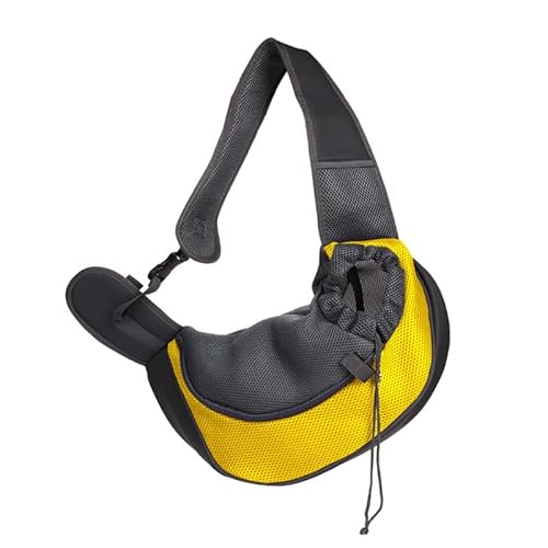 Hundetasche,Tragetasche Hund Pet welpen träger outdoor reisen Hunde Katzen mesh atmungsaktive oxford einzelner umhängetasche Comfort sling Handtasche tote Tasche for Hunde(Yellow,Medium Within 5kg) von QiaoJun