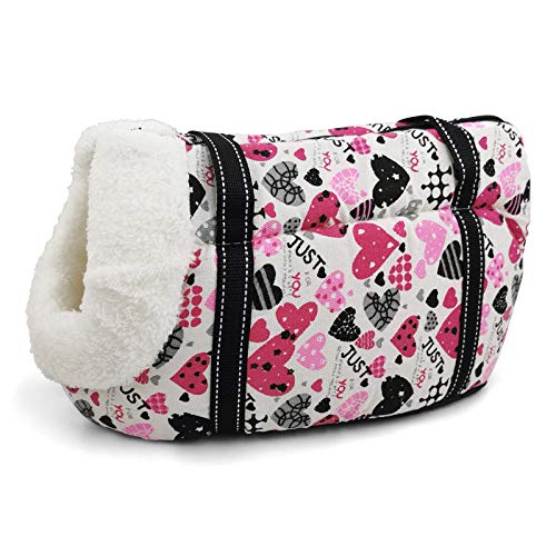 Hundetasche,Tragetasche Hund Reise Hundeträgerbeutel Pet Carrier for Hunde Katzen Pet Sling Tasche Weiche Welpen Katze Hund Umhängetaschen Chihuahua Mops Kleine Hundetasche S/L(2 with fur,L) von QiaoJun