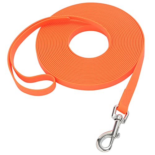 Wasserdichte, lange Leine, langlebige Hundeleine, ideal für Outdoor-Wandern, Training, Hof, Strand und Schwimmen (Orange, 9 m) von Qiaosite