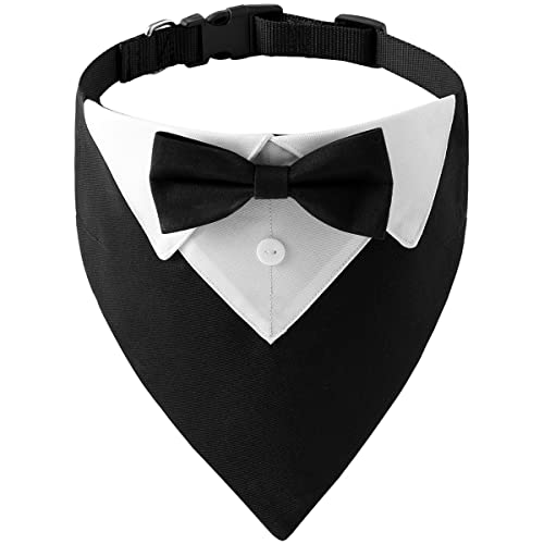 Formal Dog Smoking Hochzeit Hund Bandana Halsband Geburtstag Welpen Kostüm mit Fliege Verstellbares Haustier Bowtie Halsband Bandana, Hundeparty Tux Anzug für kleine mittelgroße große große Hunde Katzen, Weihnachten Hund Outfit (S) von Qidelong