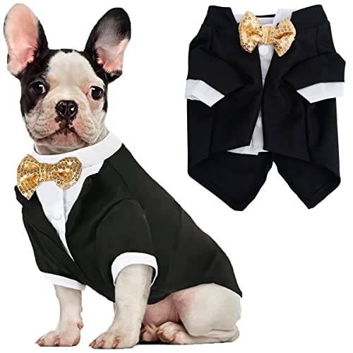 Hunde-Smoking, formelle Hundekleidung, Hemd, Kostüm, Hochzeitskleidung, Party, Fliege, Anzug, Hunde-Outfit für kleine, mittelgroße und große Hunde, Katzen, Welpenkleidung, Weihnachtskleidung (XL) von Qidelong