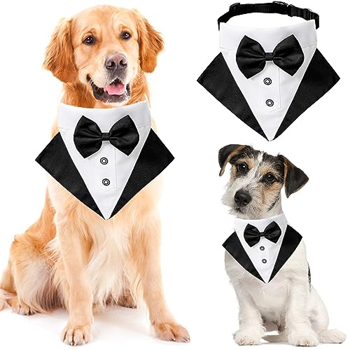 Hundesmoking, formelle Hochzeit Hund Bandana Halsband Geburtstag Hund Kostüm mit Fliege Verstellbares Haustier Fliege Halsband Bandana für kleine mittelgroße große Hunde Katzen, Party Hund Tux Anzug Welpe Weihnachten Outfit (S) von Qidelong