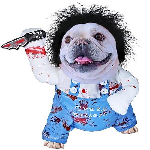 Pet Deadly Doll Dog Costume, Novelty Dog Halloween Costumes, Dog Clothes for Small Medium Large Dogs, Cosplay Party Outfit Scary Spooky Apparel (Small) von Qidelong