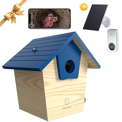 Qidoubird Intelligentes Vogelhaus mit Kamera, 2,4 G WiFi, Vogelbeobachtungskamera, Nachtsicht, Holz-Vogelhaus-Kamera, automatische Aufnahme von Vogelvideos und Echtzeit-Benachrichtigung, am besten für von Qidoubird