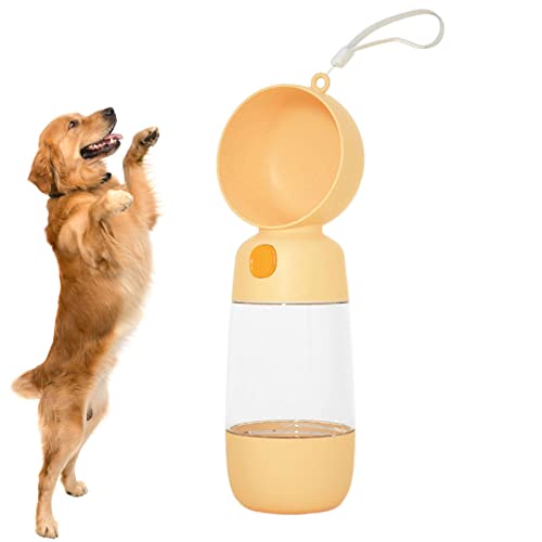 Qihuyi Hundewasserflasche, trinkflasche Hund, Auslaufsicherer Wasserspender für Welpen - 2-in-1-Haustier-Trinkflasche für Spaziergänge im Freien, Wandern, Reisen von Qihuyi