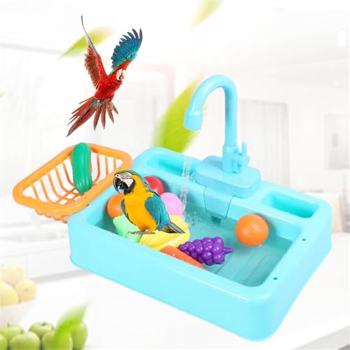 Qikam Vogel Badewanne, Papagei Automatische Badewanne Mit Wasserhahn, Vogel Dusche Badewanne Feeder Schüssel Für Haustier Kleine Mittlere Papagei Sittich Nymphensittich Conure Wellensittich von Qikam