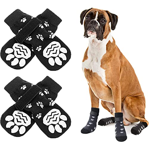 Qikuver Anti-Rutsch Socken für Hunde, Weicher Verstellbarer Pfotenschutz, Haustier Hunde Katzensocken mit Gummiverstärkung,für Extra Kleine Bis Extra Große Hunde und Katzen (M) von Qikuver