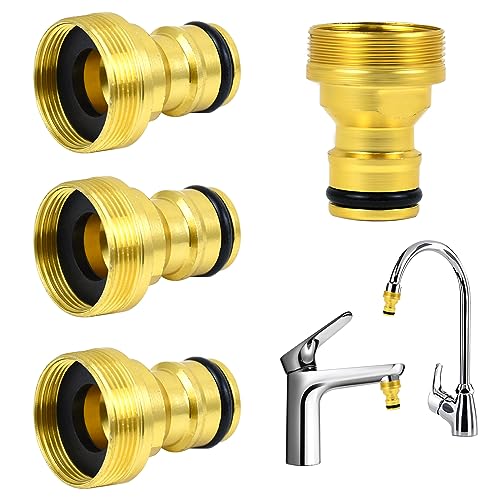 4pcs Universal Easserhahn anschluss Schlauchadapter Wasserhahn Adapter Schlauchkupplung Schnellkupplung Gartenschlauch Anschluss Hahnverbinder mit PTFE Dichtband für Mischbatterie Garten Küche Yard von QincLing