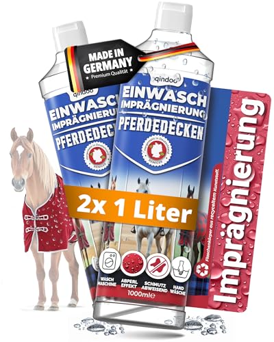 Qindoo Imprägnierung Pferdedecken Wasch-Mittel 2 Liter, Schutz vor Nässe & Schmutz – Für alle Decken vom Pferd geeignet, Waschmittel ist frei von PFC, Made in Germany von Qindoo