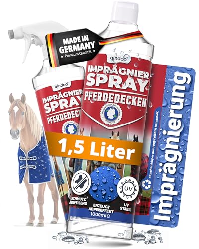 Qindoo Pferdedecken Imprägnierung Spray, Nässe Schmutz Schutz für Tier Outdoordecken, Atmungsaktiv, PFC frei, 1.5 Liter von Qindoo