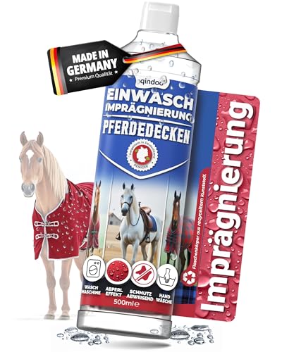 Qindoo Pferdedecken Imprägnierung Waschmittel 0,5 Liter, Schmutz- und Nässeschutz, Wash-In für Waschmaschine & Handwäsche, Atmungsaktiv, Frei von PFC, Made in Germany von Qindoo