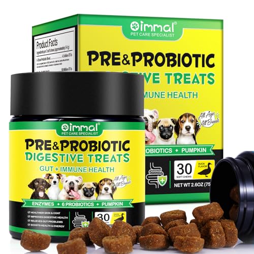 Probiotika für Hunde, Hunde Probiotika unterstützen Immunität, Hefe -Gleichgewicht, juckende Haut, Allergien, Hunde Probiotika, 30 Kauen Duck von Qing Yo