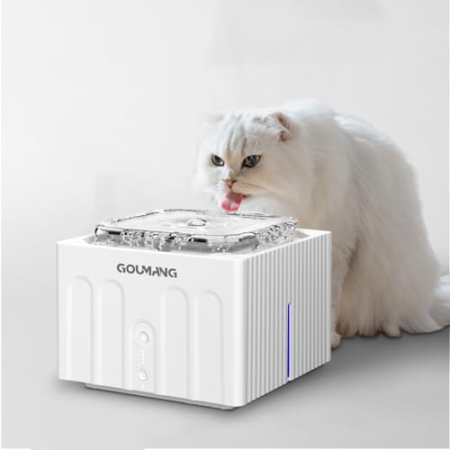 Qingdi Goumang Intelligent Drahtlos Haustiere Wasserbrunnen, Eingebaute Batterie Spracherinnerung Infrarot-Sensorik, 2.2L Typ C Schnittstelle,für Katzen und Hunde von Qingdi Goumang