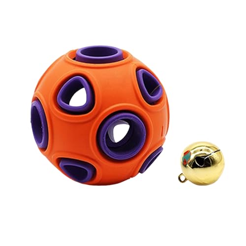 Qinlenyan Bell Sound Interaktives Hundespielzeug, beleuchtet mit Gummibällen, kauresistentes Spielzeug für kleine, mittelgroße Hunde, Zahnreinigung, Anemonenball, leuchtendes Nachtspiel, Lila A von Qinlenyan