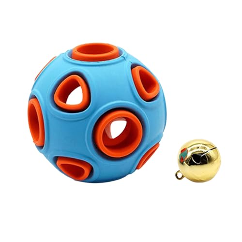 Qinlenyan Bell Sound Interaktives Hundespielzeug Beleuchtet mit Gummibällen Kaufestes Spielzeug für kleine mittelgroße Hunde Zahnreinigung Anemonenball Leuchtend Nachtspiel Blau B von Qinlenyan
