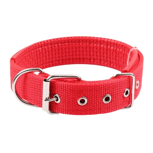 Qinlenyan Bequemes Welpenhalsband, verstellbares Katzenhalsband, Haustierhalsband, verstellbar, Nylon, Hundehals, Kreis mit Traktionsring, langlebiges Haustierhalsband, Haustierbedarf, Rot, L von Qinlenyan