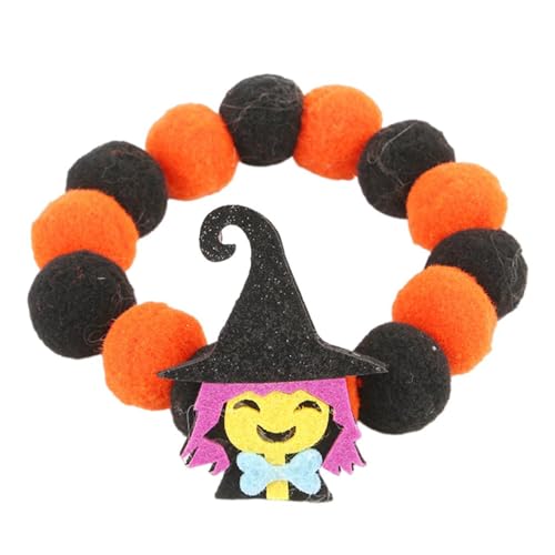 Qinlenyan Halloween-Themen-Haustierhalsband, Kürbis-Hund mit niedlichem Fledermaus-Schädel-Design, elastische Welpen-Halskette für Cosplay, festlich, Rosa, Größe L von Qinlenyan