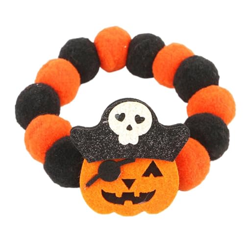 Qinlenyan Halloween-Themen-Haustierhalsband, Kürbis-Hund mit niedlichem Fledermaus-Schädel-Design, elastische Welpen-Halskette für Cosplay, festlich, Schwarz, L von Qinlenyan