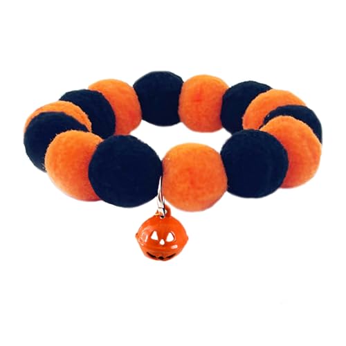 Qinlenyan Niedliches Haustierhalsband, festliches Halloween-Haustierhalsband mit Kürbis-förmiger Glocke für Katzen, Hunde, D, M von Qinlenyan