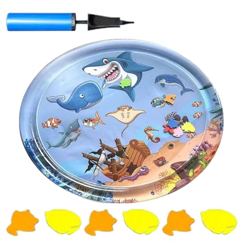 Qinlenyan PVC-Wasserspielmatte für Haustiere, schwimmendes Spielzeug für Haustiere, inklusive Katzenwassersensor, Spielmatte, interaktives Katzenspielzeug, Wassersensorisches Pad mit simuliertem Fisch von Qinlenyan