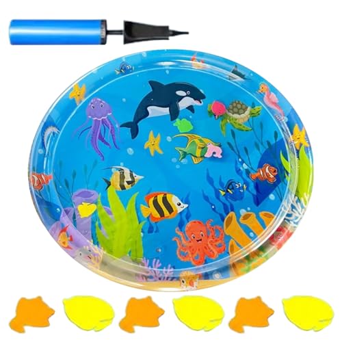 Qinlenyan PVC-Wasserspielmatte für Haustiere, schwimmendes Spielzeug für Haustiere, inklusive Katzenwassersensor, Spielmatte, interaktives Katzenspielzeug, Wassersensorisches Pad mit simuliertem von Qinlenyan