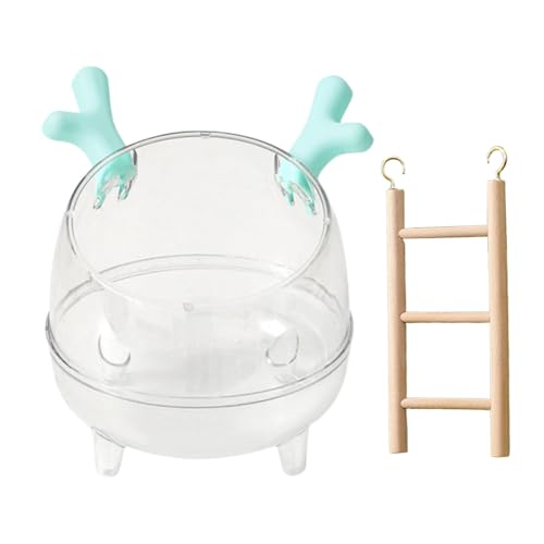 Qinlenyan Transparentes Haustier-Badehaus für Haustiere, Cartoon-Form, Hamster mit Leiter, Kleintier-Grabbox für Stressabbau, Spielzeit, ideale Mäuse, Rennmäuse, Blau von Qinlenyan