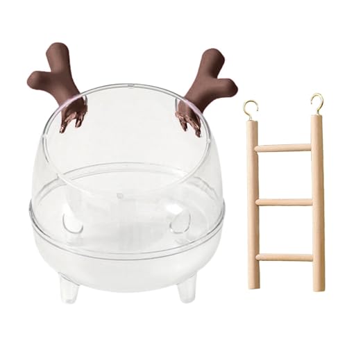 Qinlenyan Transparentes Haustier-Badehaus für Haustiere, Cartoon-Form, Hamster mit Leiter, Kleintier-Grabbox für Stressabbau, Spielzeit, ideale Mäuse, Rennmäuse, Braun von Qinlenyan