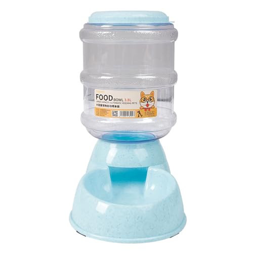 Qinlenyan Wasserspender für Haustiere, 3,8 l, mittelgroß, für mittelgroße Hunde, automatische Fütterung, Bewässerung, große Kapazität, Schwerkraft, rutschfester Boden, auslaufsicher, für Katzen, Blau von Qinlenyan