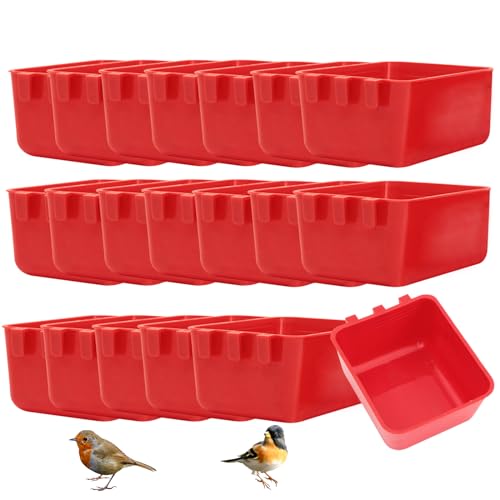 Qivine 20pcs Futternapf für Vogelkäfig, Vogelfuttersäule Futterbehälter, Futterspender Vogel aus Kunststoff, Vogelfutterschale für Papageien, Vögel Futternapf, Futterschale für Huhn Vogel Taube von Qivine