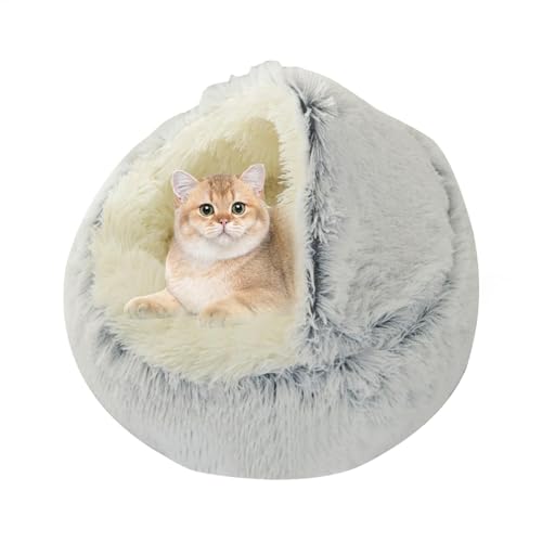 Qiwieod Katzenbett - Kleines geschlossenes Haustierbett - Bequemes und weiches, Flauschiges Katzenbett, warm für Winterkätzchen, kleine und große Hunde von Qiwieod