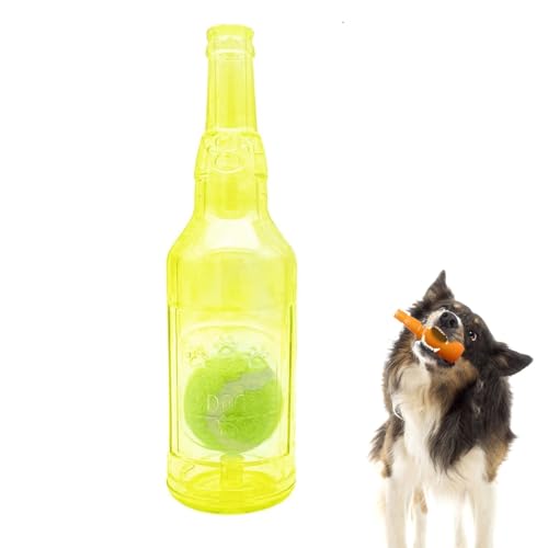 Hundespielzeug mit Ball in einer Flasche, interaktives Hundespielzeug, Hundespielzeug mit Tennisball zum Kauen und Drücken, interaktives Quietschspielzeug für Kinder, Haustiere, Anreicherungsspielzeug von Qixfyze