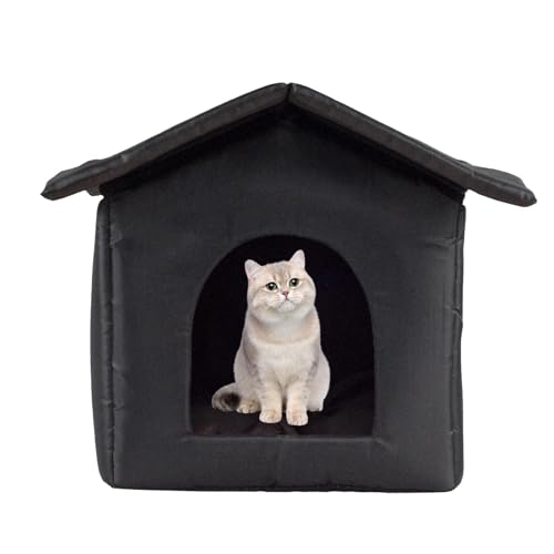 Wasserdichtes Katzenhaus Outdoor Gemütliche Hundehäuser Kleine Hunde Katze Outdoor Katzenhaus Winter Warm Geschlossene Katzenhäuser Für Outdoor Katzen Oxford Außen Katzenhaus Katzenhütte Für Hunde, von Qkbuza