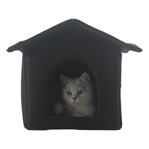 Wasserdichtes Katzenhaus Outdoor Gemütliche Hundehäuser Kleine Hunde Katze Outdoor Katzenhaus Winter Warm Geschlossene Katzenhäuser Für Outdoor Katzen Oxford Außen Katzenhaus Katzenhütte Für Hunde, von Qkbuza