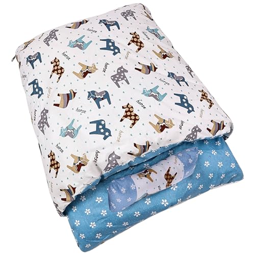 QmjdDymx Katze-Schlafsack, warme Katze-Höhle-Betten für Innen-Katzen mit Kissen abnehmbare weiche Haustier-Schlafsack selbst wärmende Katze Bett waschbar, blau 25.6x19.7 Zoll von QmjdDymx