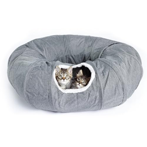 Katzentunnel mit Katzenbett für Innenkatzen, niedlicher Katzen-Donut-Tunnel Anti-Scratch Kätzchen-Tunnel-Kaninchen-Tunnel mit 67 langen Tunnel-Falten-Katzenspiel-Tunnel-Spielzeug für weitere Tiere von QmjdDymx