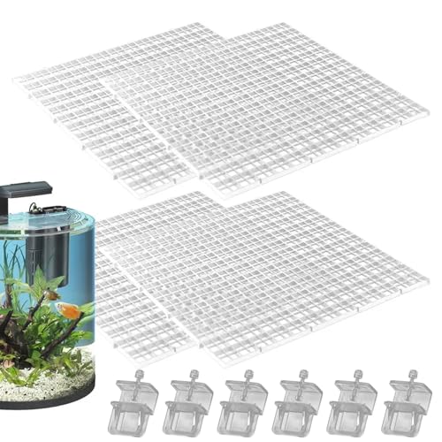 QmjdDymx Aquarium Deckel 4pcs Fischtankflügelgitter Fischtankabdeckung Anti-Jump-Katzen-Sicht-Aquariumhaube mit 6 klemmbarem Fischtank Divider Cuttable Fischtankabdeckung, Aquarium Deckelersatz 12x12 von QmjdDymx