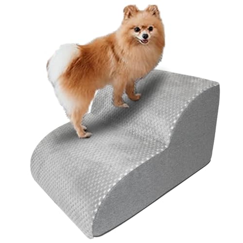 Hundetreppe Rampe für Hochbett, gebogene Hundetreppe für kleine Hunde und Katzen, Schaumstoff-Haustiertreppe für Couch, rutschfest, ausgewogene, tragbare Haustierstufe, Innenbereich, 2 Stufen von Qonimm