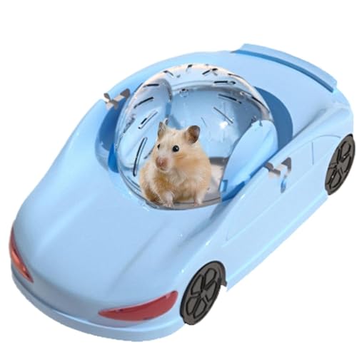 Hamster Laufball, Hamster Laufrad, Leise Fitness Rad Spielzeug Fahrzeug für Kleine Haustiere Kreative Kleintier Laufbälle für Hamster, Frettchen & Tiere (Blau) von Qoobom