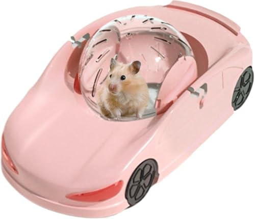 Hamster Laufball, Hamster Laufrad, Leises Fitnessrad Spielzeug Fahrzeug für Kleine Haustiere, Kreative Kleintier Laufbälle für Hamster, Frettchen & Tiere (Rosa) von Qoobom