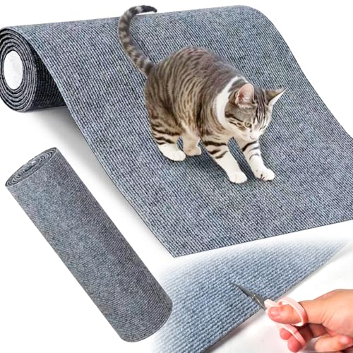 Qooloo Kratzmatte für Katzen,Selbstklebend Kratzteppich Katze Wand,Wiederverwendbar kratzteppich,Kratzfestes Sofa kratzmatte,für Katzen Kratzwand,Möbel Sofa Tür Schutz(Dunkelgrau) von Qooloo