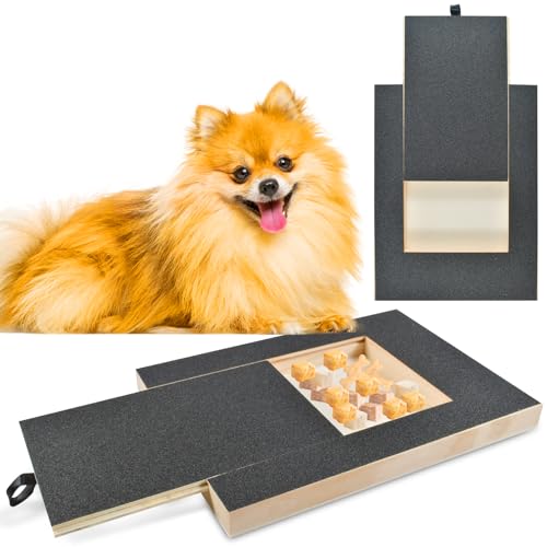 Qooloo Kratzbrett für Hunde mit Leckerli Box 35x25x3cm, Alternative zu Krallenschleifer für Hunde | Krallenschere für Hunde, für Kleine bis Mittelgroße Hunde von Qooloo