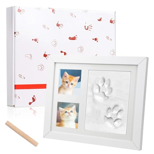 Qooloo Pfotenabdruck Set Hund, Pfotenabdruck Set Katze, mit Gedenkbedeutung, Hänge- und Tischdekoration, Baby Handabdruck und Fußabdruck Set Geeignet für Haustiere, Neugeborene und Geschenken von Qooloo