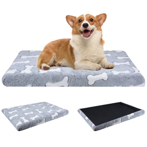 Qoosea Hundebett Matte, Waschbar Hundekissen mit Rutschfester Unterseite, Haustier Matratze mit Memory Foam, Hundekorb Hundedecke für Mittelgroße Katzen Katzenkissen Katzenbett Grau（50 * 40CM） von Qoosea