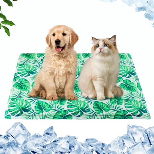 Qoosea Kühlmatte für Hunde Pet Cooling Mat Kühlkissen für Hund & Katzen, Kältematte für Haustiere Ungiftiges Gel-Selbstkühlende Matte, Faltbar Kühl Hundedecke Kaltgelpad Pad im Heißen Sommer - 50*65CM von Qoosea