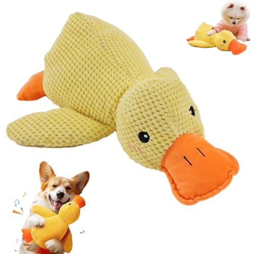 Qosigote Anti-Stress Ente,Anti Stress Ente Hund, Pfotenmond Anti Stress Ente, Antistressente Für Hunde, Interactive Stable Anti-Stress Toy for Small Dogs (Yellow,L) von Qosigote