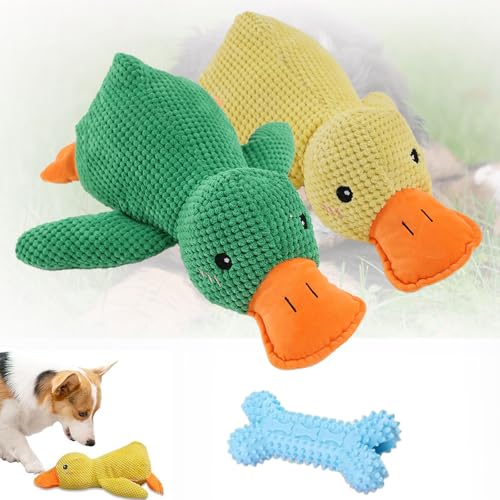 Qosigote Anti Stress Ente Hund, Duck Toy for Dogs, Cute Soothing Duck Dog Toy, Calming Duck for Dogs, Soft Squeaky Duck for Pets, Interactive, Comfortable Toy (2PCS-A,L) von Qosigote