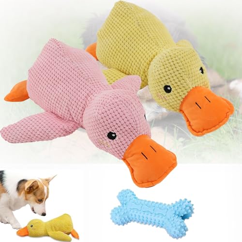 Qosigote Anti Stress Ente Hund, Duck Toy for Dogs, Cute Soothing Duck Dog Toy, Calming Duck for Dogs, Soft Squeaky Duck for Pets, Interactive, Comfortable Toy (2PCS-B,L) von Qosigote